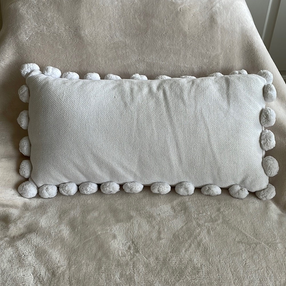 PBTeen White Pom Pom Decorative Pillow
